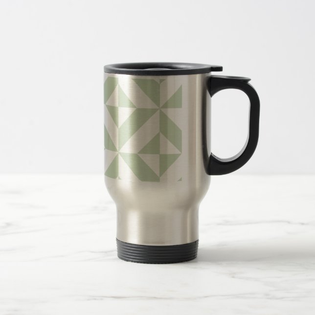 Mug De Voyage Sage Green Geometric Deco Cube Pattern (Droit)