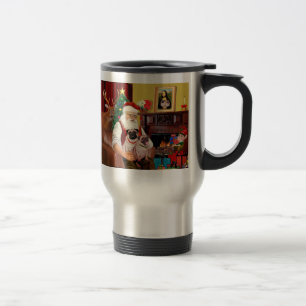 Mug De Voyage Santa à la maison - Pug (deux)