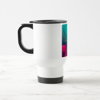 Mug De Voyage Sarcelle Et Fuchsia Moderne Abstrait Avec Étoiles 