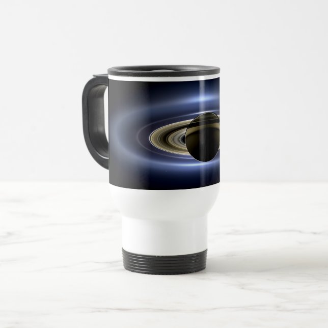 Mug De Voyage Saturne Éclipse le Soleil de Cassini Orbiter (Devant gauche)