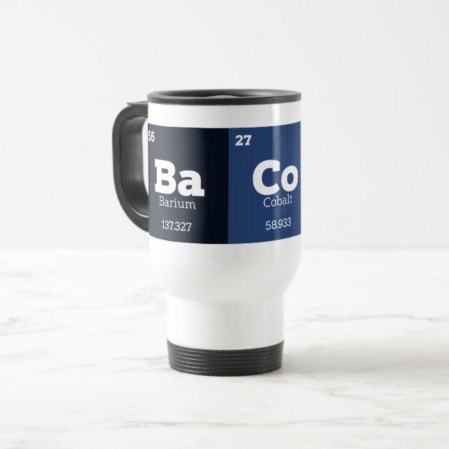 Mug De Voyage Science Enseignant Chimie Éléments chimiques Bacon (Devant gauche)