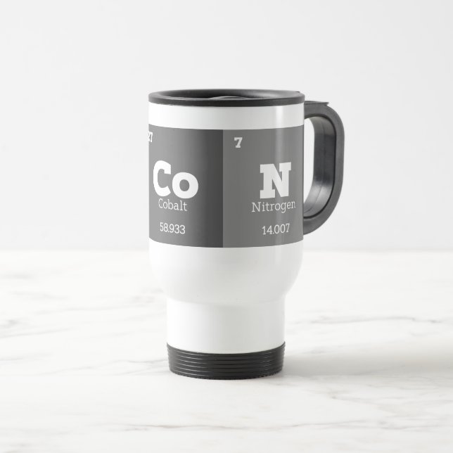 Mug De Voyage Science Enseignant Chimie Éléments chimiques Bacon (Devant droit)