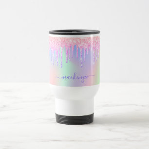 Mug De Voyage Script de nom arc-en-ciel de la parties scintillan