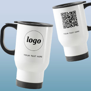 Mug De Voyage Simple Logo Texte et QR Code Business Promotionnel