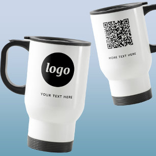 Mug De Voyage Simple Logo Texte et QR Code Business Promotionnel