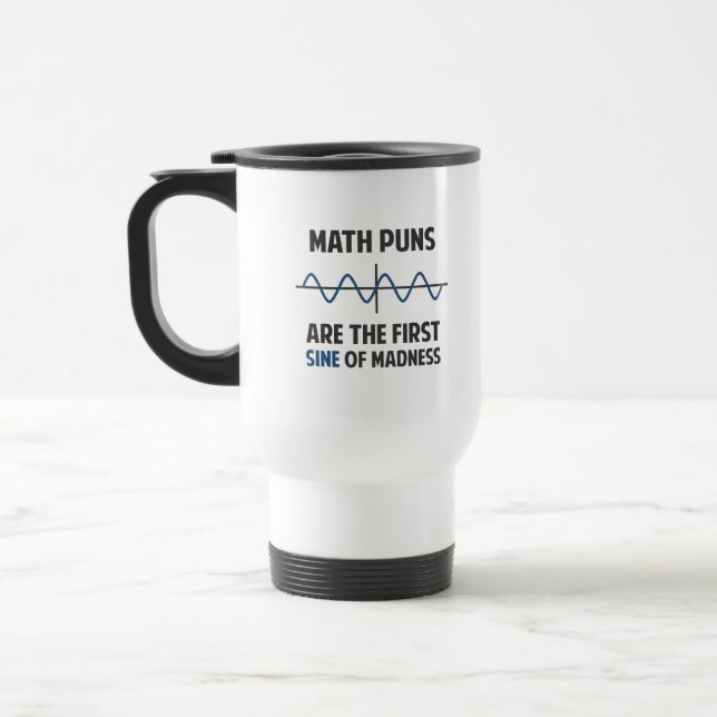 Mug De Voyage Sinus de calembours de maths premier de folie (Gauche)