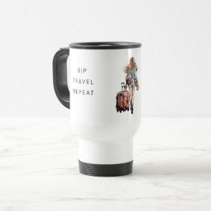 Mug De Voyage Sip, Voyage, Répéter Photo personnalisée Personnal