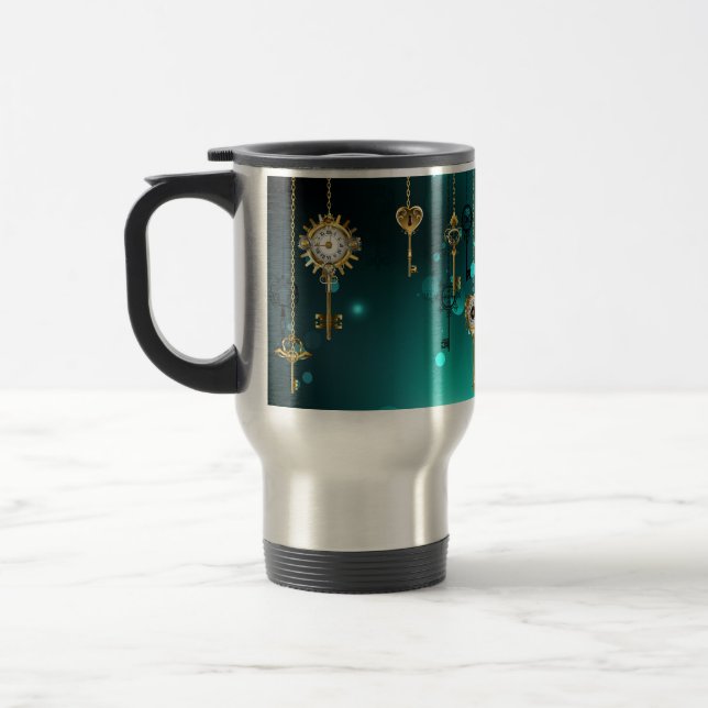 Mug De Voyage Skeleton Keys on Green Background (Gauche)