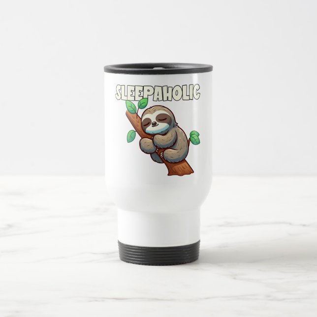 Mug De Voyage Sleepaholic - Amateurs de sommeil - Sleeping Sloth (Centre)