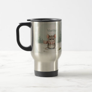 Mug De Voyage Souris aquarelle mignonne personnalisée pour l'hiv