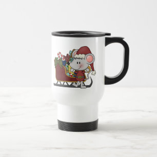 Mug De Voyage Souris de Père Noël avec le traîneau