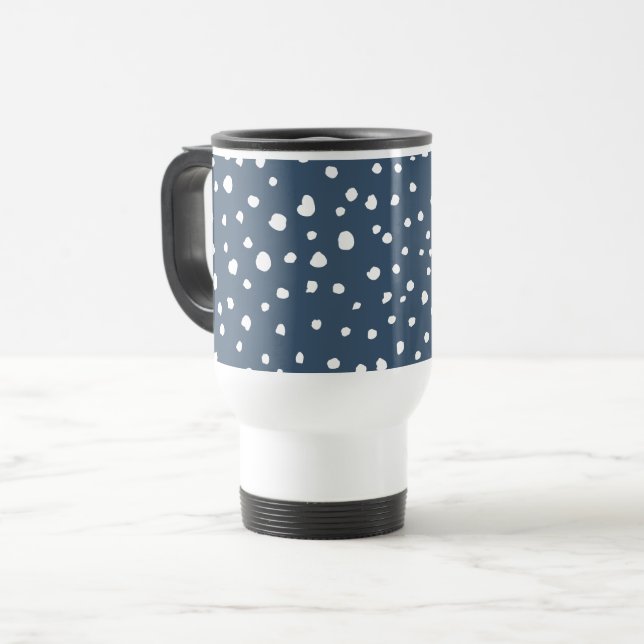 Mug De Voyage Spots Dalmatiens Bleus Marine, Points Dalmatiens,  (Devant gauche)