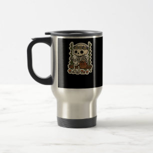 Mug De Voyage Squelette Cottagecore avec couronne de fleurs