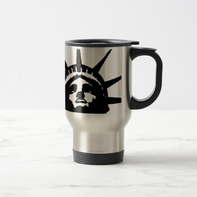 Mug De Voyage Statue d'Art Pop Noir & Blanc de la Liberté (Droit)