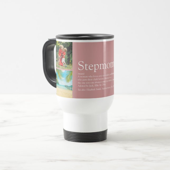 Mug De Voyage Stepmere Bonus Maman Définition Collage Photo Rose (Devant gauche)