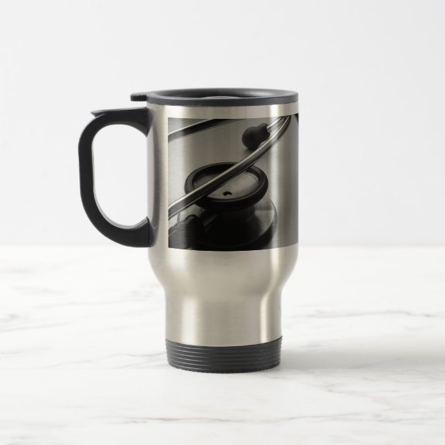 Mug De Voyage Stéthoscope Médicale, noir et blanc (Gauche)