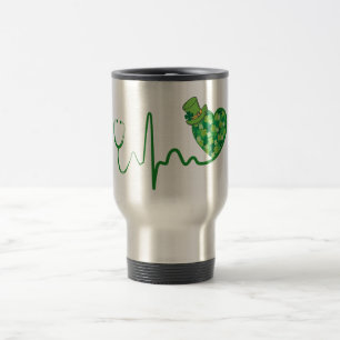 Mug De Voyage Stethoscope vert de la Saint-Patrick 15oz