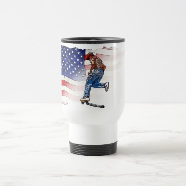Mug De Voyage Stunt Scooter Rider et US Flag (Centre)