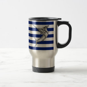 Mug De Voyage Style de chrome d'espadons de Marlin sur les