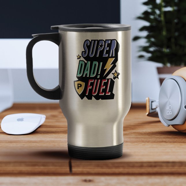 Mug De Voyage Super Papa Carburant Superhero amusant Comique Per (Créateur téléchargé)