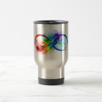 Symbole d'infini avec plume arc-en-ciel