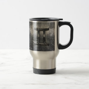 Mug De Voyage Symbole Gemini Zodiac en Grunge style dévêtu
