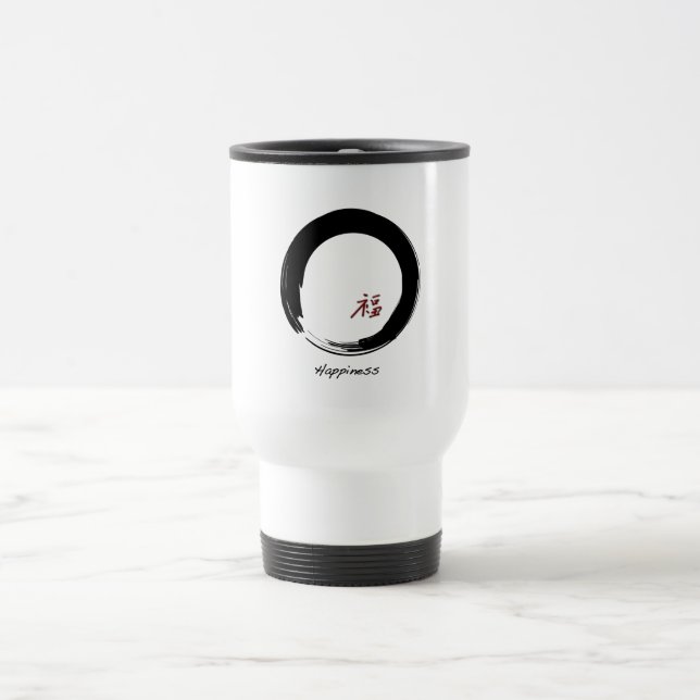 Mug De Voyage Symbole zen avec le caractère du bonheur (Centre)