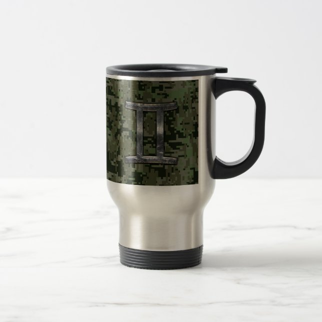 Mug De Voyage SYMBOLE Zodiaque Gemini sur Camouflage numérique v (Droit)