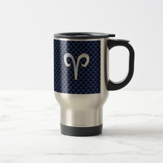 Mug De Voyage SYMBOLE Zodiaque Silver Aries Style carbone de la  (Droit)