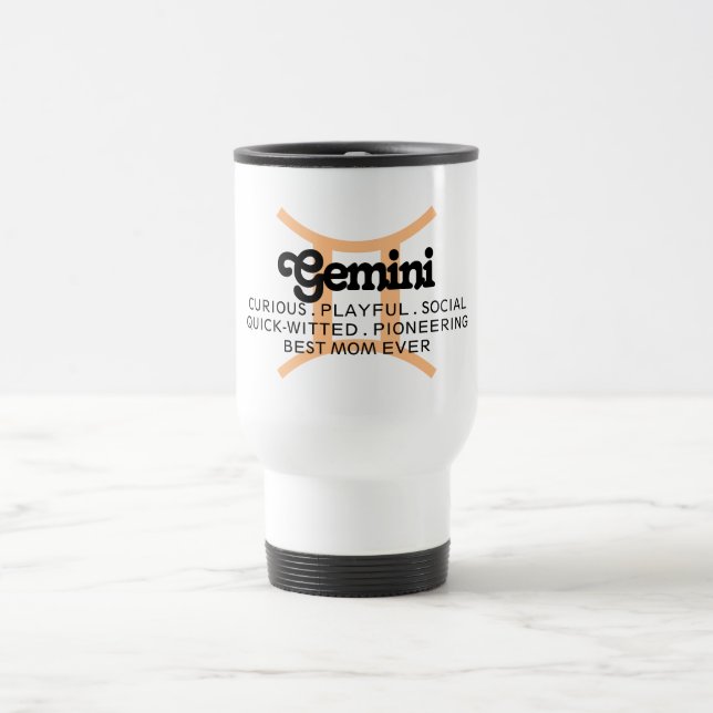 Mug De Voyage Symboles Gemini Zodiac Meilleure Maman Jamais (Centre)
