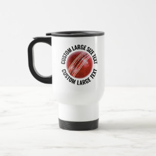 Mug De Voyage Taille Grande Texte Personnalisé Blanc Cricket Per