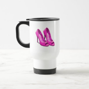 Mug De Voyage Talons Hauts Roses Style Pixel Art 64 Bits