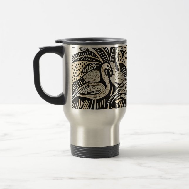 Mug De Voyage Tapis design avec Flamants roses et palmiers (Gauche)