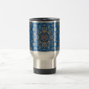 Mug De Voyage Tapis persan turc bleu oriental antique
