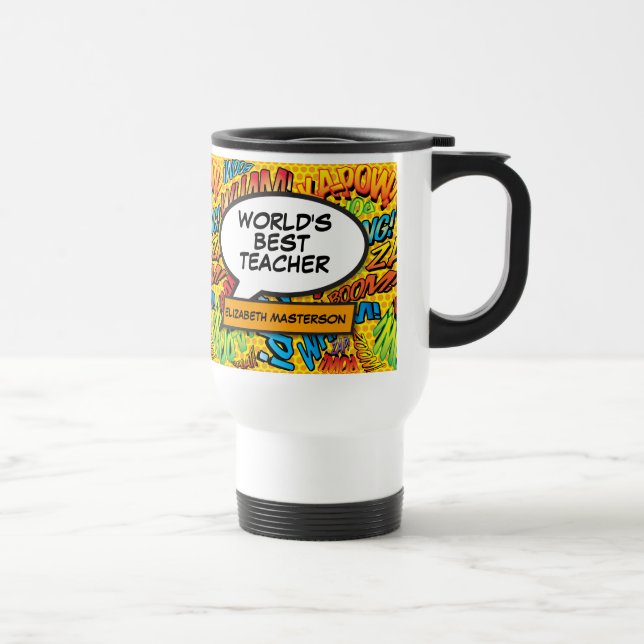 Mug De Voyage Teacher Fun Retro Combook Pop Art (Droite)
