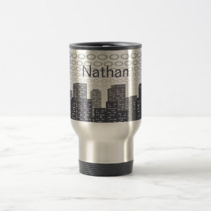 Mug De Voyage Teintes de gris de paysage urbain personnalisé