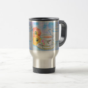 Mug De Voyage Temps pour la peinture à l'aquarelle de thé