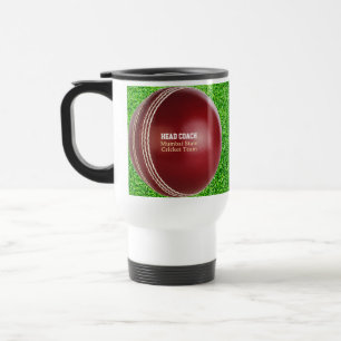 Mug De Voyage Test Match Red Cricket Ball avec texte personnalis