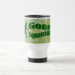 Mug De Voyage Texte Gone Squatchin sur camouflage vert