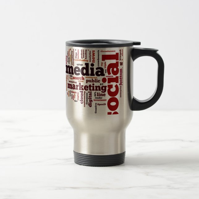Mug De Voyage texte social de médias de mot-nuage (Droit)