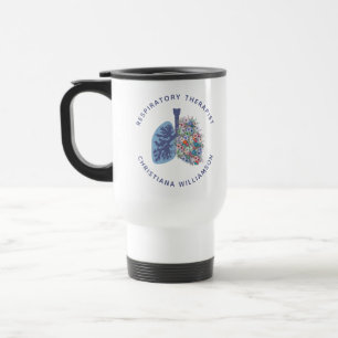 Mug De Voyage Thérapeute respiratoire personnalisée Poumons flor