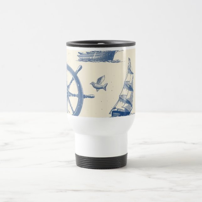 Mug De Voyage Thermos en acier inoxydable à thème nautique avec  (Centre)