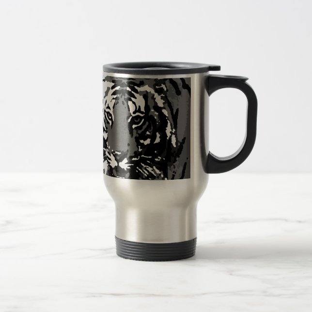 Mug De Voyage Tigre noir blanc Pop Art (Droit)