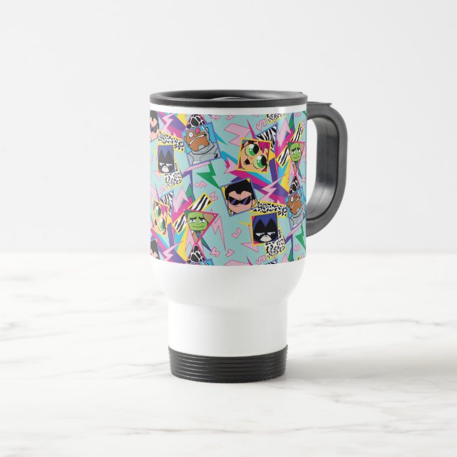 Mug De Voyage Titans Ados, allez ! | Retro 90's Group Collage (Devant droit)