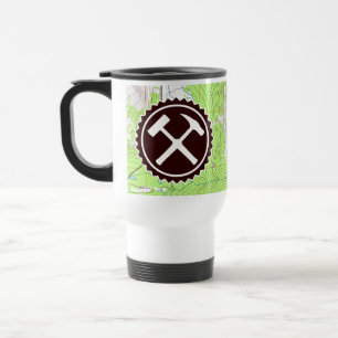 Mug De Voyage Topo Map et marteaux de roche avec votre nom sur u