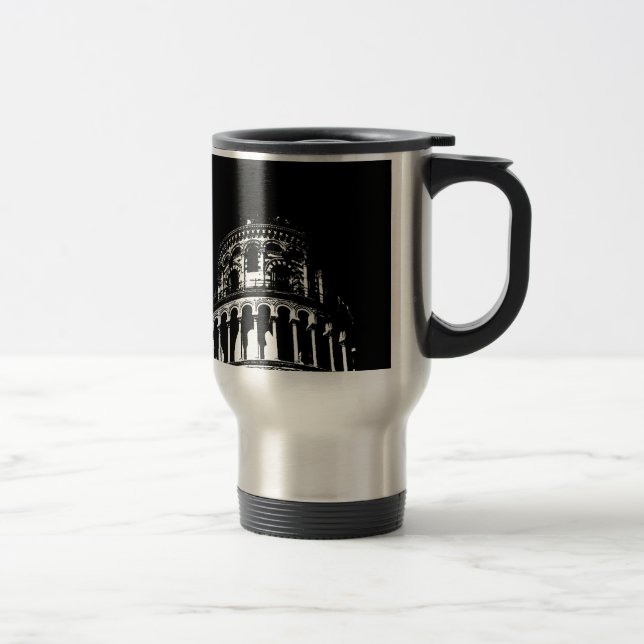 Mug De Voyage Tour blanche noire de Pise Italie (Droit)