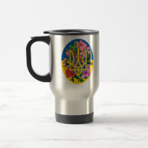Mug De Voyage Trident ukrainien et drapeau de l'Ukraine avec des