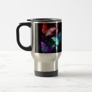 Mug De Voyage Trois papillons brillants sur l'arrière - plan de 