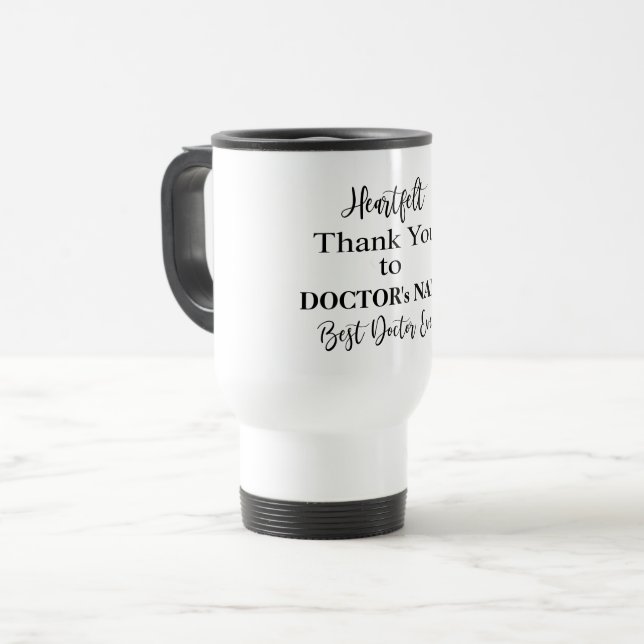 Mug De Voyage Typographie du meilleur Merci de coeur (Devant gauche)
