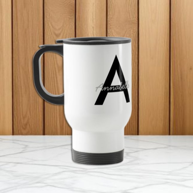 Mug De Voyage Typographie personnalisée Monogramme (Créateur téléchargé)